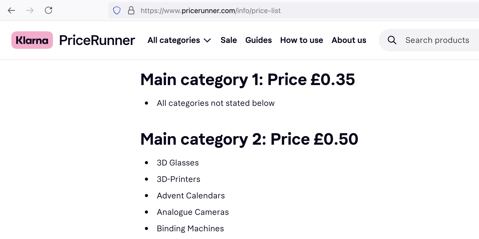 pricerunner pricing